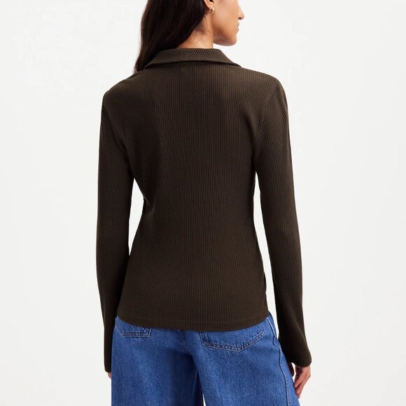 Madewell Snap Front Cardigan Top in Dark Carob, Size Small - Picture 10 of 11